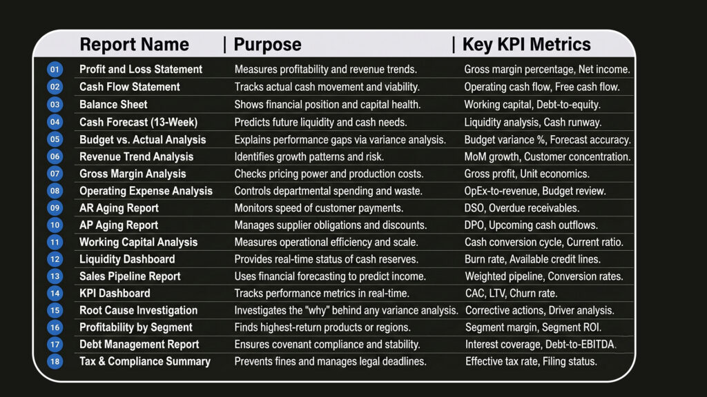 18 Essential Reports for CFO Reporting