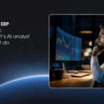 Finance analyst at night studying charts on a curved monitor: Dynamics 365 ERP analytics MCP, what Microsoft's AI analyst can and can't do
