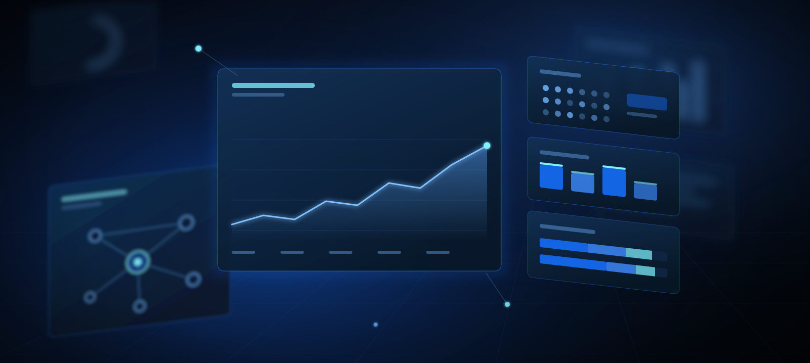 Procurement analytics visualisation showing supplier network and spend trend reporting for Dynamics 365