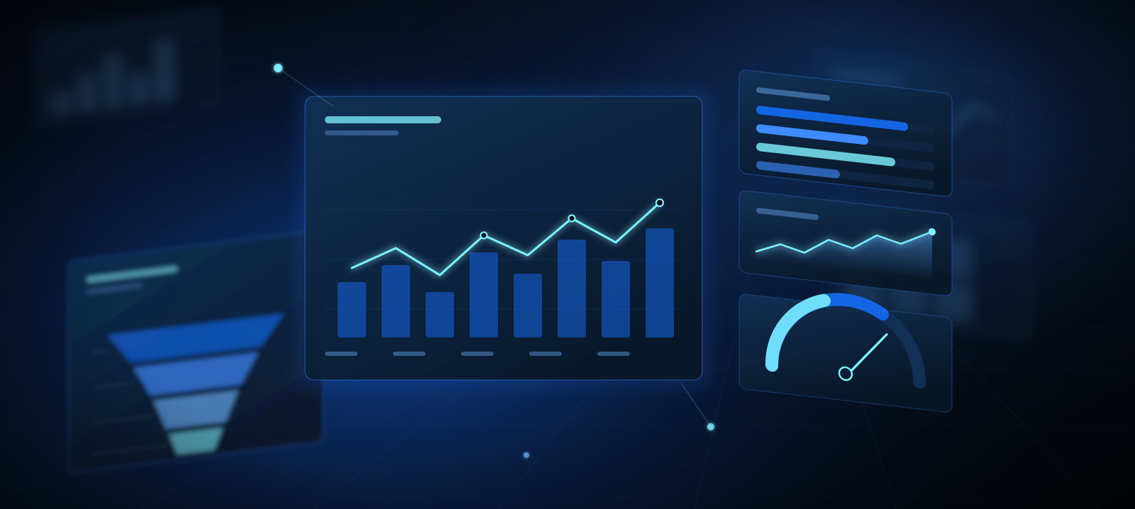 Sales and distribution analytics visualisation showing pipeline stages and trend reporting for Dynamics 365